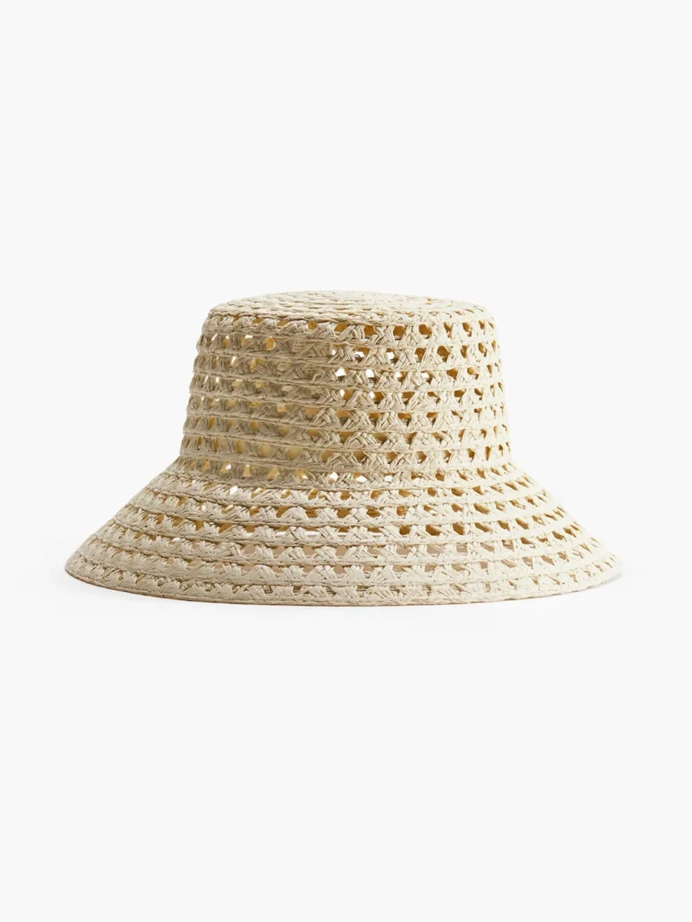 H&M Cream Woven Straw Bucket Hat